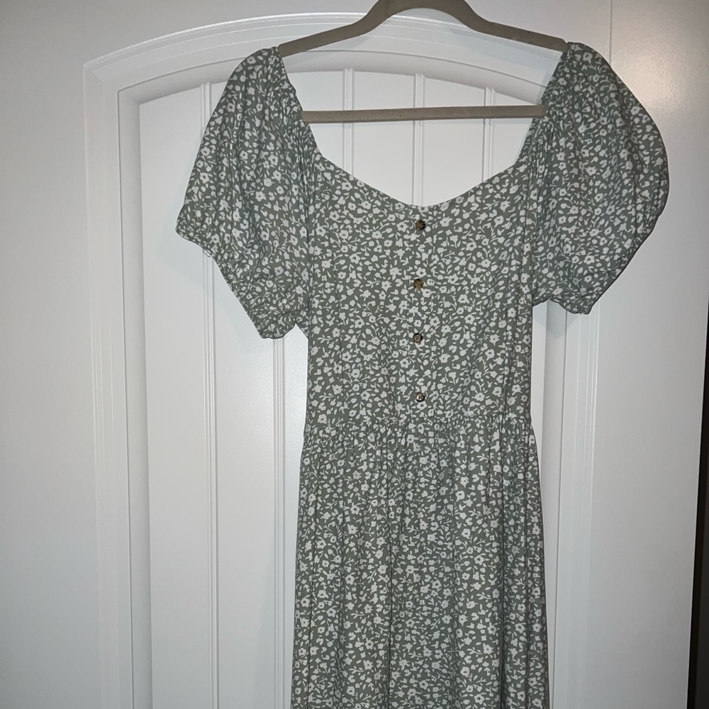 Sage Green Floral Prairie Dress